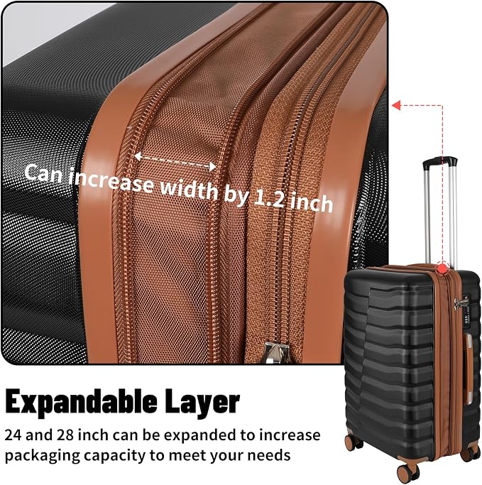 Lightweight Luggage with Spinner Wheels & YKK Zipper, 3-Piece Suitcase ABS+PC - Image 8