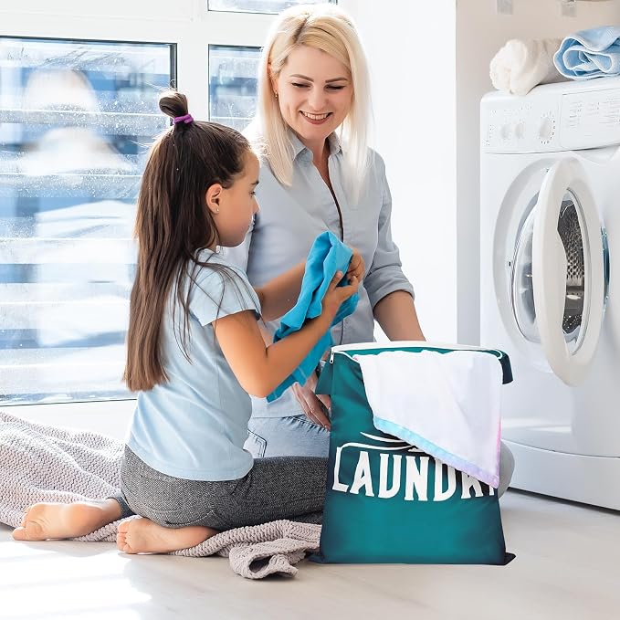 2 Pcs Large Travel Laundry Bag Washable Waterproof Wet Bag Dirty Clothes Bag - Image 8