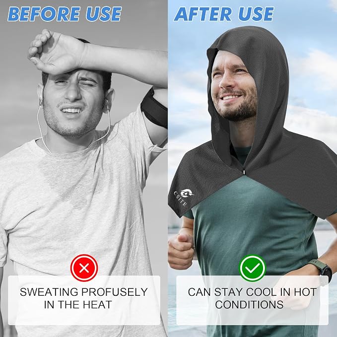 4 Pack Cooling Hoodie Towels for Neck and Face, UPF 50 Sun Protection & Instant - Image 4