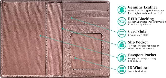 Personalized Monogrammed Blush Leather RFID Passport Wallet - Image 2