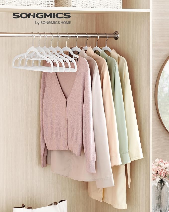 SONGMICS Pack of 50 Coat Hangers, Space-Saving Plastic Clothes Hangers - Image 2