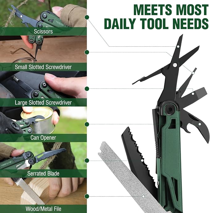 FLISSA Multitool, 15-in-1 Multi Tool Pocket Knife - Image 6