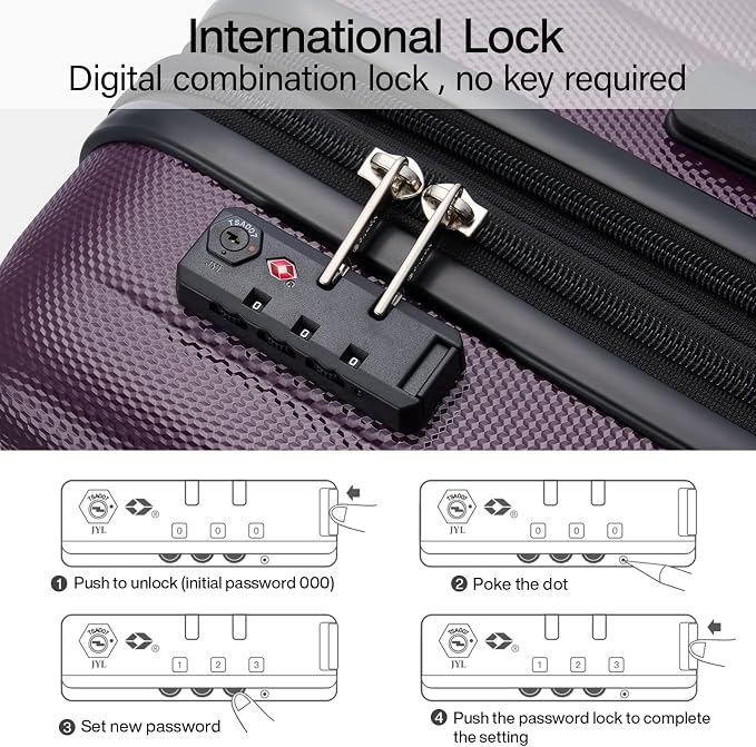 Hanke Expandable Hardshell Luggage Sets 3 piece Carry On Luggage - Image 8