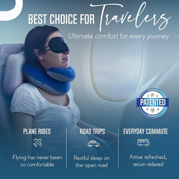 BCOZZY Travel Neck Pillow for Airplane – Patented Double Support for Head - Image 8