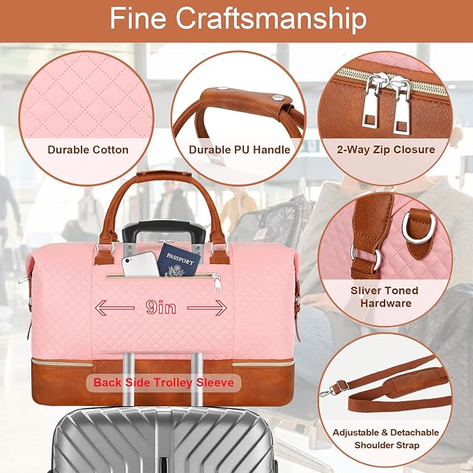 Weekender Bag for Women, Travel Duffel Bag Carry On Overnight Bag - Image 6