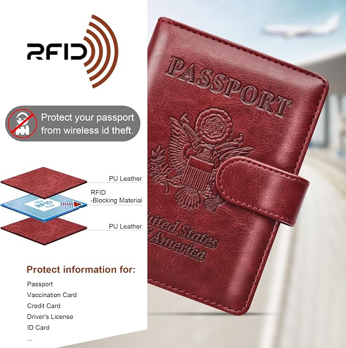 Herain Passport Holder for Travel Cruise Essentials, RFID Passports Book Card - Image 5