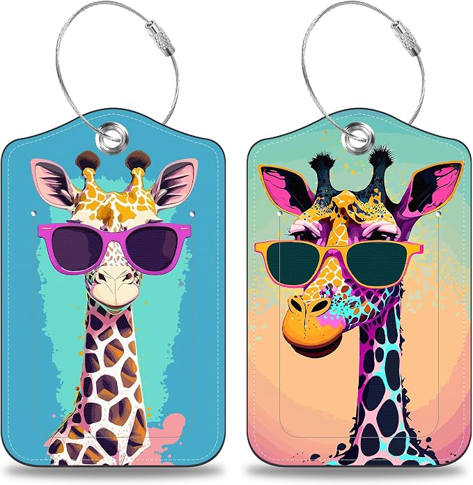 2 Pcs Giraffe in Sunglasses Luggage Tags by Unknown