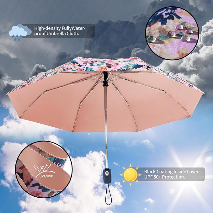 Color Coated Sun Umbrella UV Protection Compact Folding Windproof Parasols - Image 4