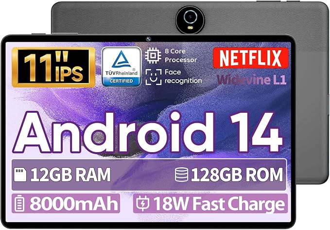11" Tablet, Android 14 with Octa-core Processor, 12GB+128GB, 1TB Expandtion by JIKOCXN
