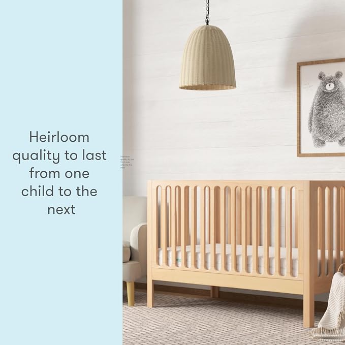 Newton Baby Galileo Standard Crib, Solid Beech Wood in Natural Color, 3-in-1 - Image 6