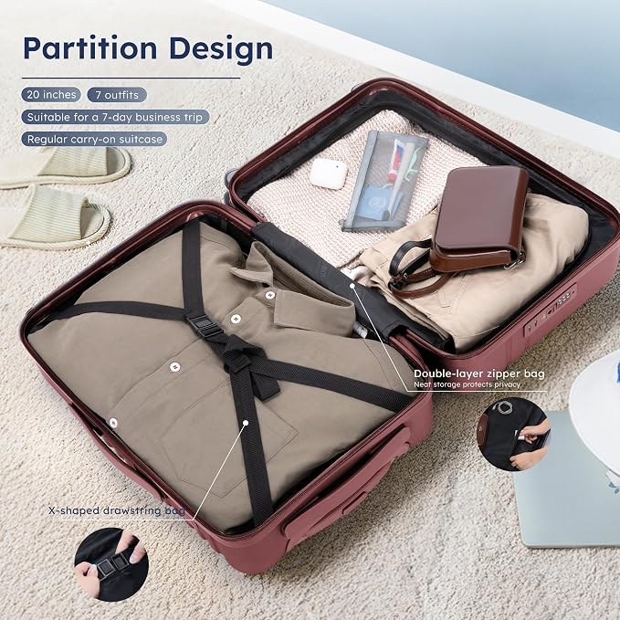 ALPHA CAMP 20-inch Carry On Luggage Airline Approved - Image 6
