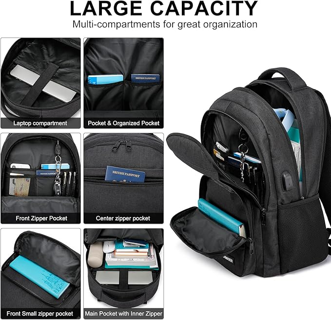 Black Backpack for School, college Backpack for Teens, - Image 2