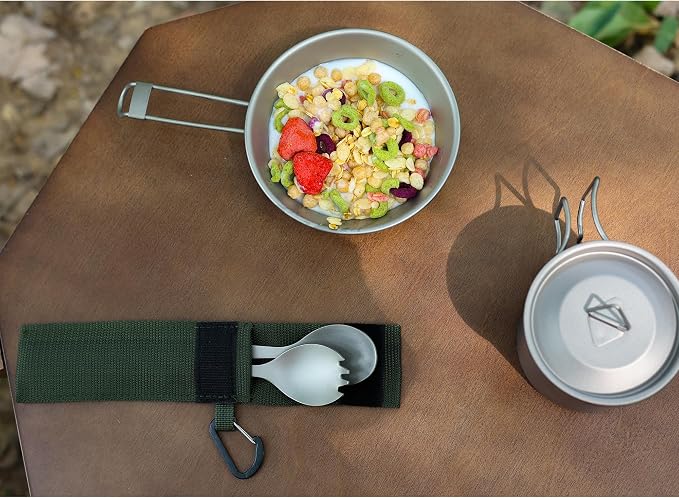 SANTTA Titanium 3-in-1 Camping Spork, Fork & Bottle Opener Combo Utensil - Image 5