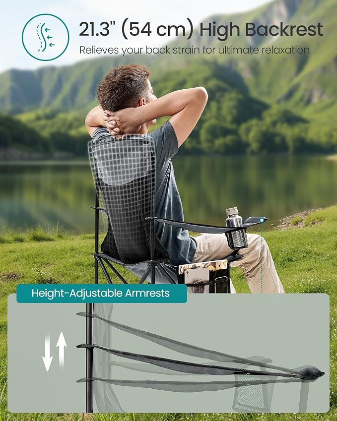 SONGMICS Breathable Camping Chairs, Foldable Outdoor Chairs Set of 2, High Back - Image 5