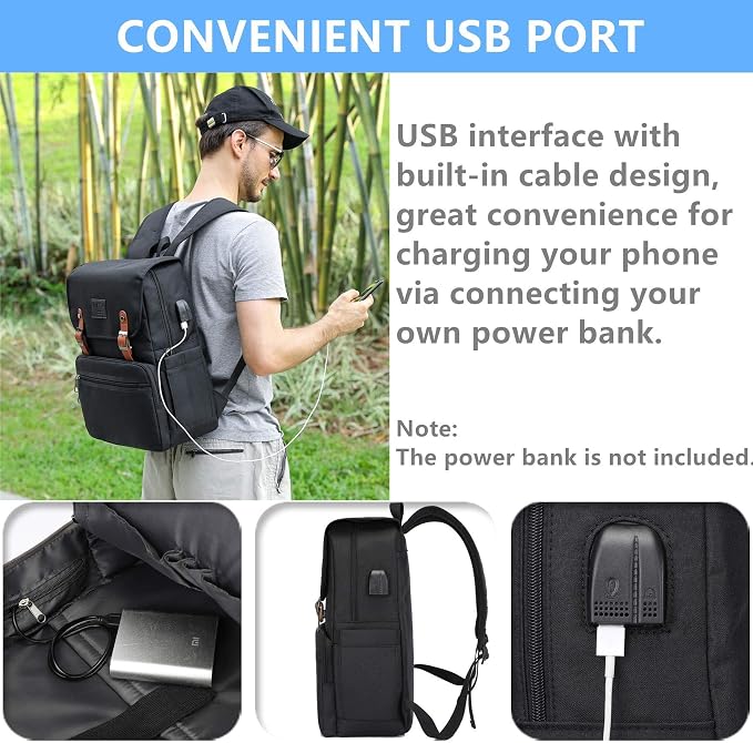 HFSX Laptop Backpack Men Women Vintage Backpack Bookbag College Backpacks - Image 3