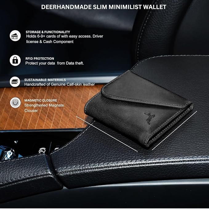 Leather RFID Wallet for Men, Slim Leather Mens Wallet, Handcraft Men's Wallets - Image 4