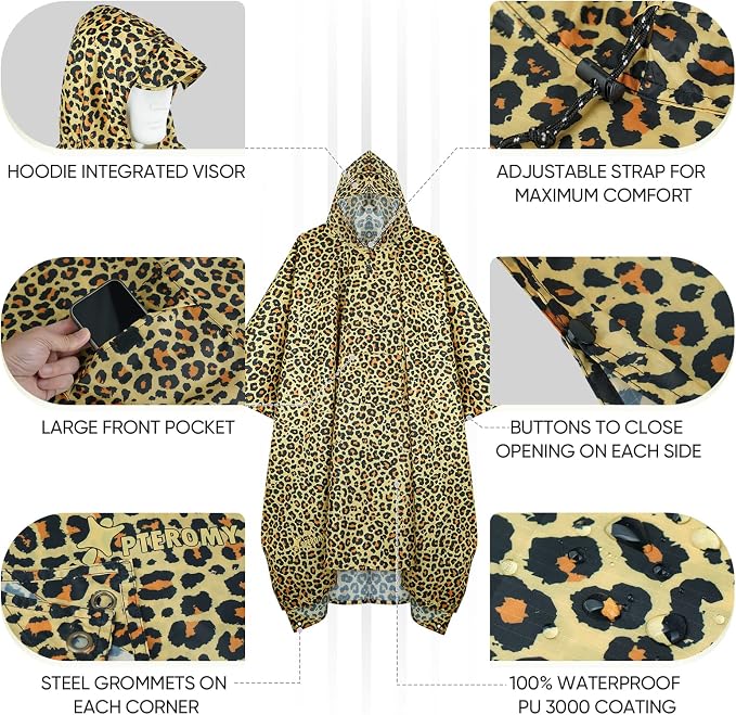 PTEROMY Hooded Rain Poncho for Adult - Image 2