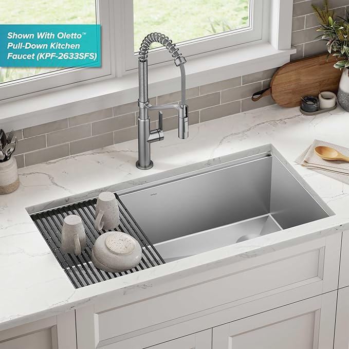 KRAUS Kore 36-Inch Undermount Workstation 16 Gauge Single Bowl Stainless Steel - Image 2