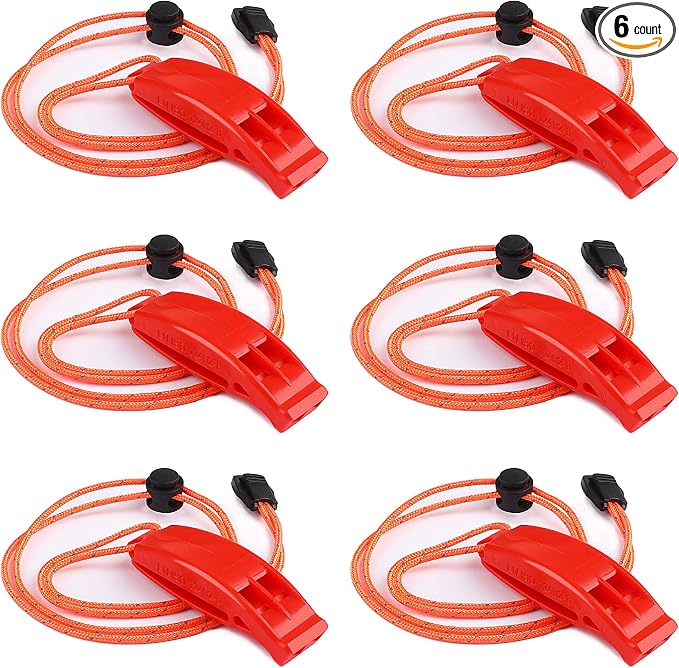JULBEAR 6PCS Safety Survival Whistles by JULBEAR
