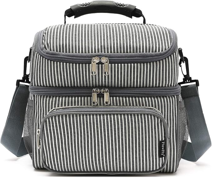 FlowFly Double Layer Cooler Insulated Lunch Bag Adult Lunch Box Large Tote Bag - Image 7
