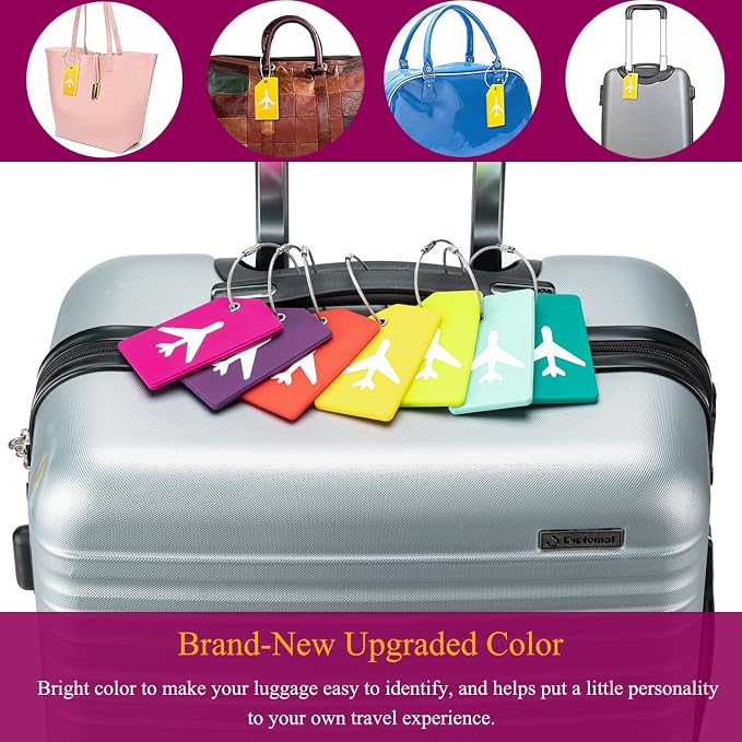 7 Pack Silicone Luggage Tag Travel Suitcase Tags - Image 7
