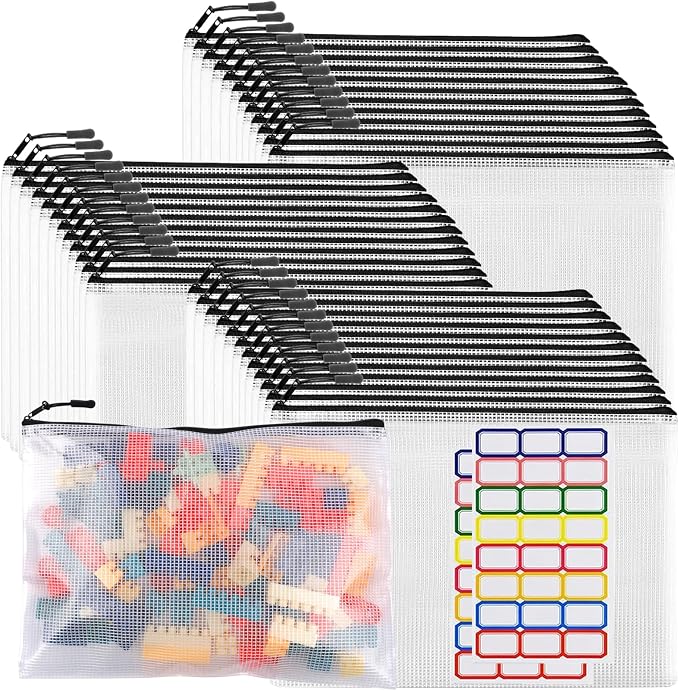 36pcs Large Mesh Zipper Pouch File Bags YOPCDJ Reusable Zippered Pouches by YOPCDJ