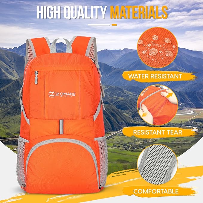 ZOMAKE Lightweight Packable Backpack 35L, Light Foldable Backpacks Water - Image 4