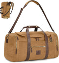 Vintage Canvas Duffle Bag, 50L Genuine Leather Travel Duffel Backpack by DensataTravelBag