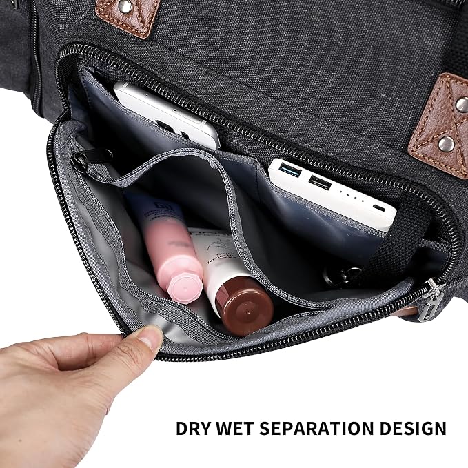 WITZMAN Mens Duffle Bags for Traveling Canvas Weekender Travel Bag Expandable - Image 5