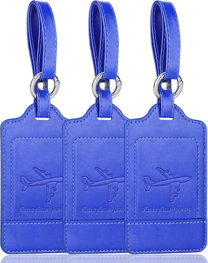 Teskyer Luggage Tags, 3 Pack Premium PU Leather Luggage Tags Privacy Protection by TESKYER