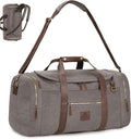 Vintage Canvas Duffle Bag, 50L Genuine Leather Travel Duffel Backpack by DensataTravelBag