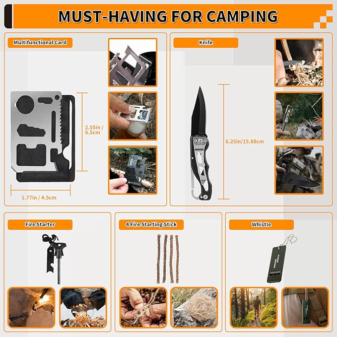 Survival Kit, Gifts for Men Women Teen Boys, Emergency Kit - Image 4