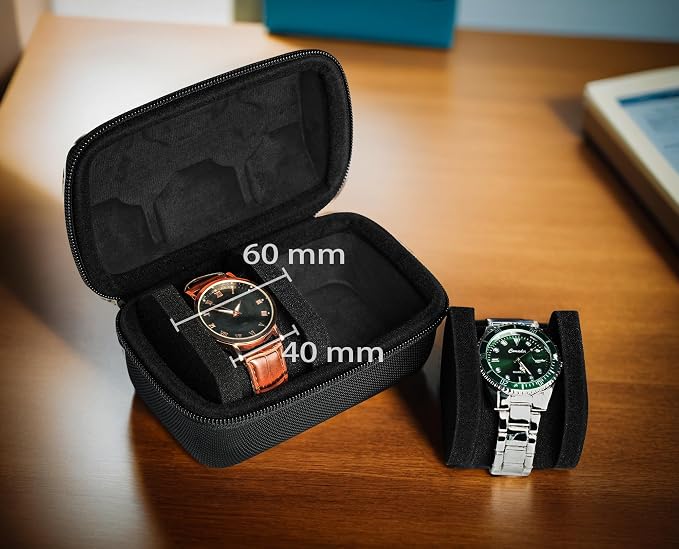 2 slot Hard Watch Travel Case, Watch Roll Case Storage and Organizer - Image 3
