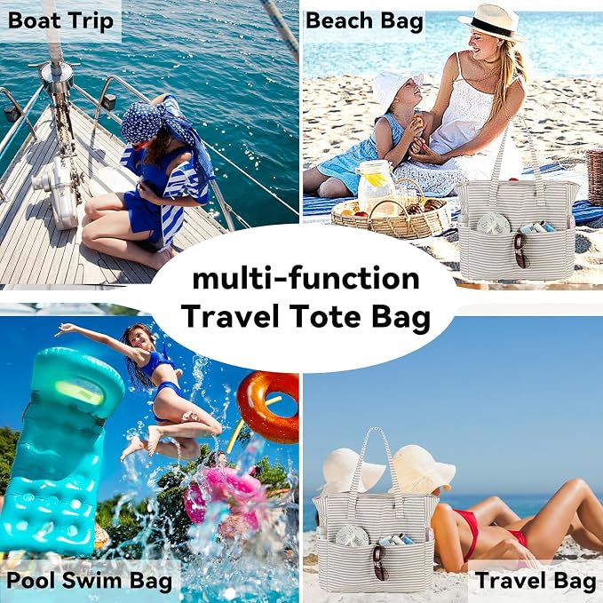 LEDAOU Beach Bag Waterproof Sandproof Women Tote Bag Pool Bag - Image 7