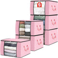 Fab totes 6 Pack Clothes Storage, Foldable Thick Fabric Blanket Storage Bags by Fabtotes