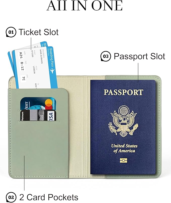 Passport Holder for Travel Essentials, RFID Blocking Passport Cover Case for - Image 3