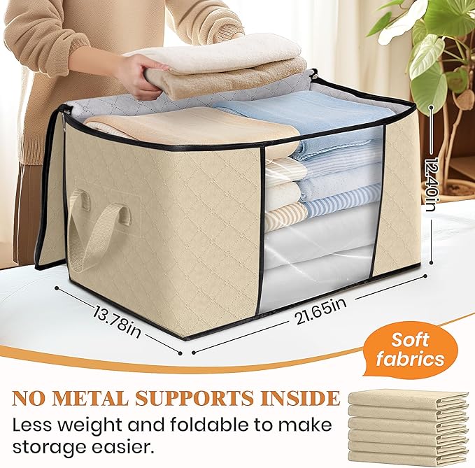 Fab totes 8 Pack Clothes Storage, Foldable Thick Fabric Blanket Storage Bags - Image 2