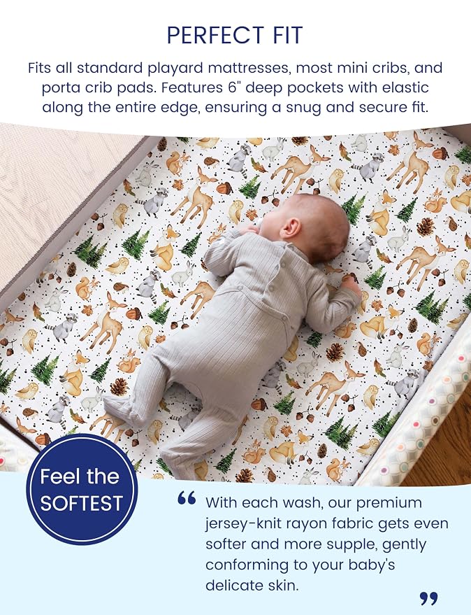 TotAha Premium Soft Graco Pack n Play Sheets Fitted, Super Stretchy Jersey Knit - Image 2