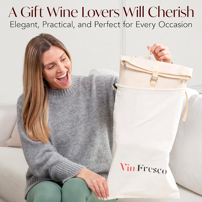 Two Bottle Rolltop Wine Tote Bag – Stylish PU Leather Wine Backpack - Image 7
