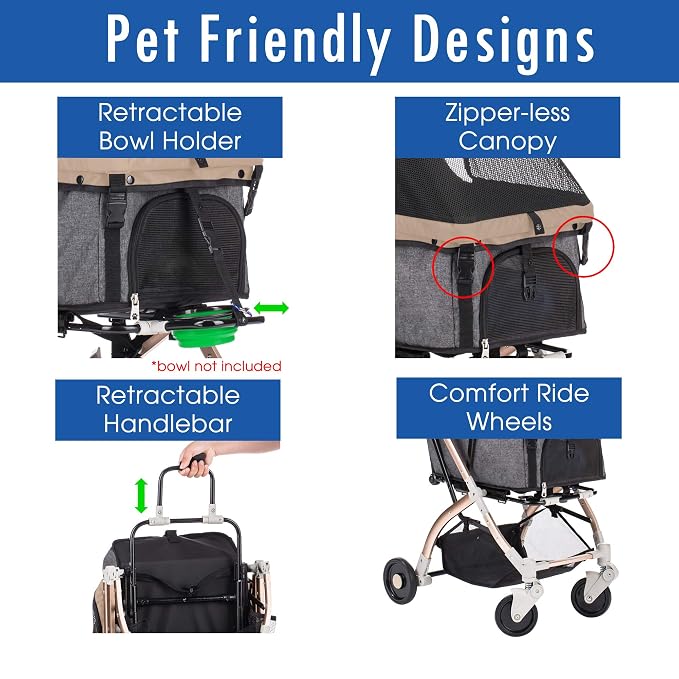 HPZ-PR America Pet Rover Lite Premium Light-Weight Dog/Cat/Pet Stroller Travel - Image 4