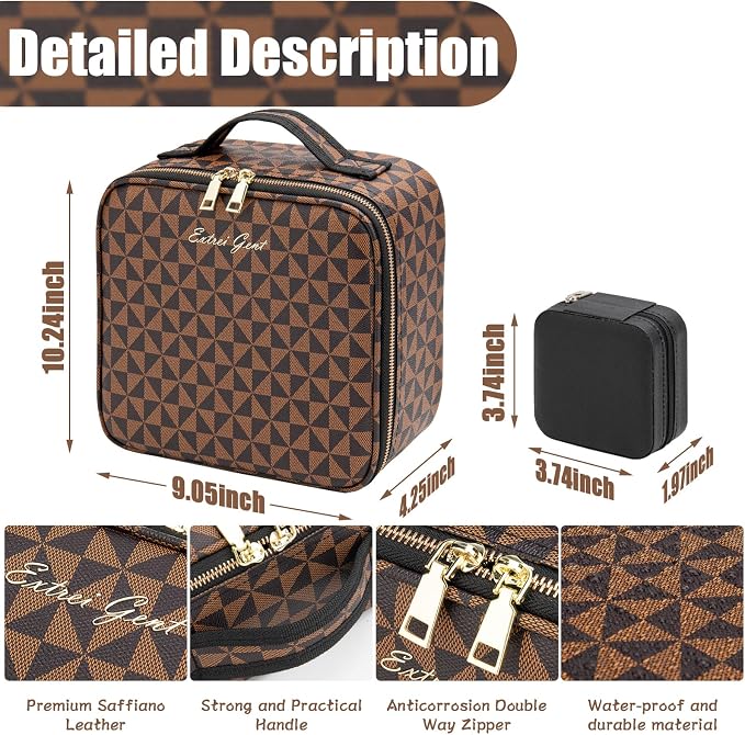 Makeup Travel Train Case with Mirror LED Light 3 Adjustable Brightness Large - Image 5