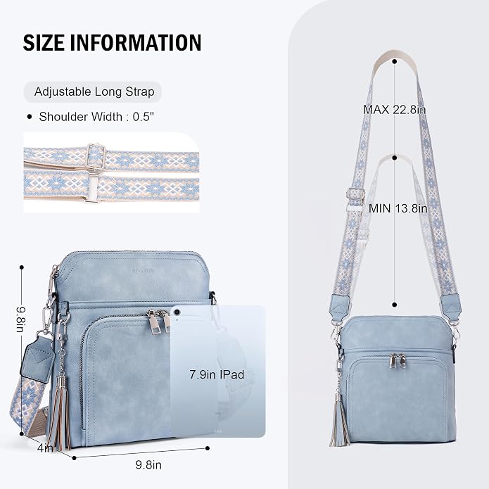 Crossbody Purse for Women, Lightweight Medium Crossbody Bag Soft Leather - Image 4
