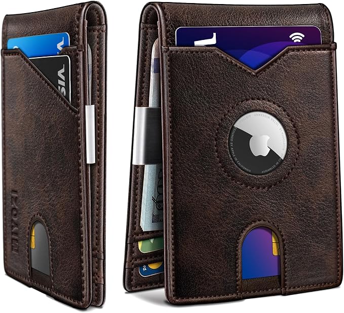 Airtag Wallet for Men, with Money Clip 11 Cards Slim Front Pocket Leather RFID by Miyozi