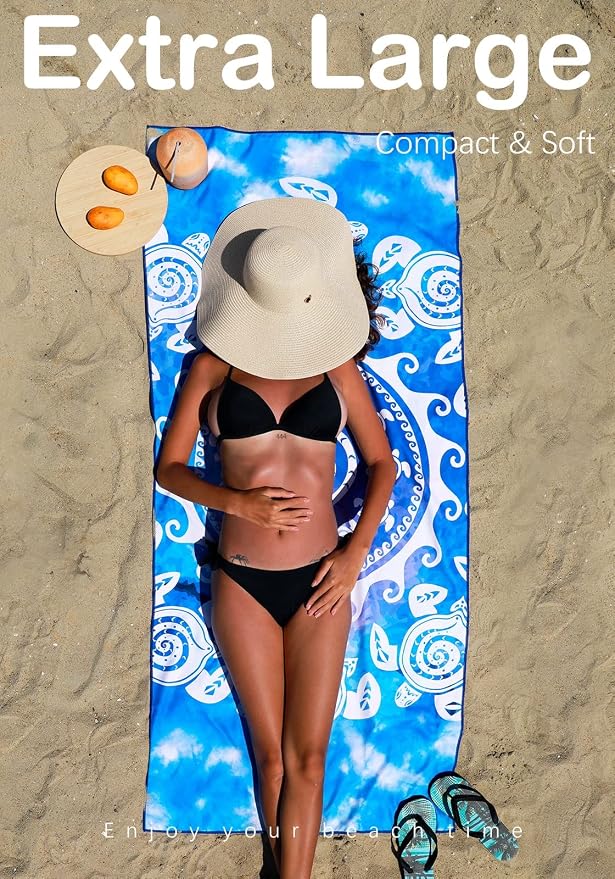2 Pack Microfiber Lightweight Beach Towel Sand Free Quick Dry Absorbent Thin - Image 3
