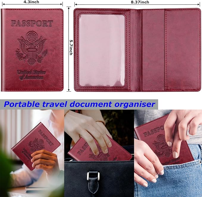 Herain Passport Holder 2Pcs, Passport Cover Wallet Case - Image 2