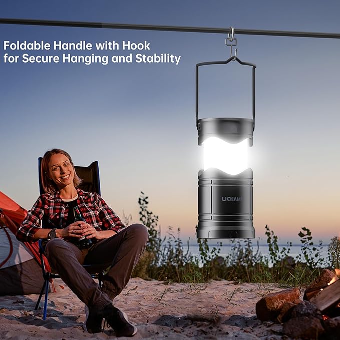 Lichamp 2-Pack Solar Camping Lantern, USB Rechargeable LED Lanterns Battery - Image 6
