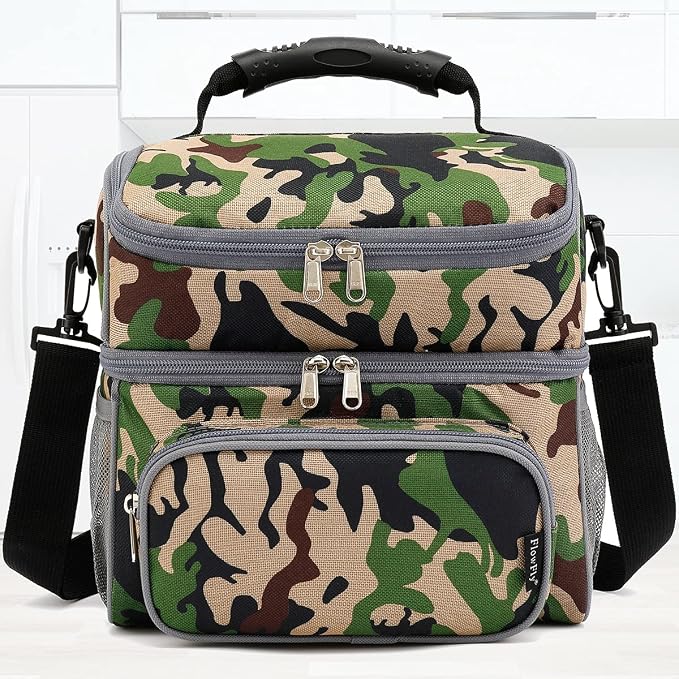 FlowFly Double Layer Cooler Insulated Lunch Bag Adult Lunch Box Large Tote Bag - Image 7