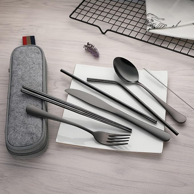 DEVICO Portable Utensils, Travel Camping Cutlery Set, 8-Piece including Knife - Image 6
