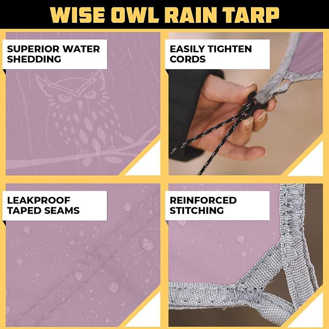 Wise Owl Outfitters Hammock Rain Fly – Waterproof Camping Tarp Cover - Image 3