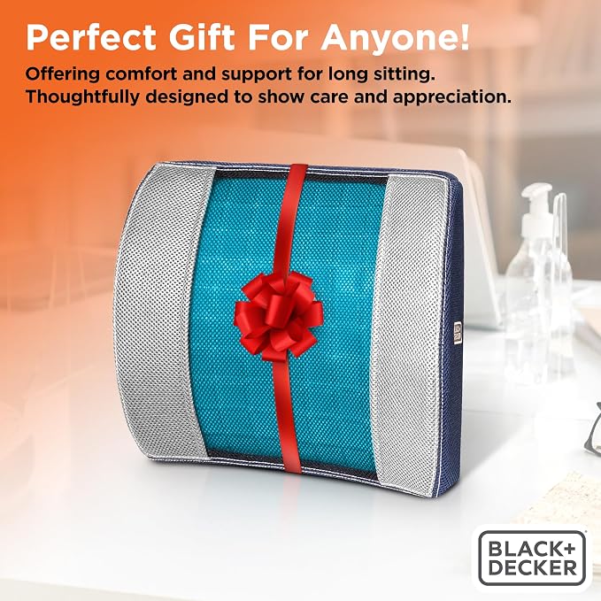 BLACK+DECKER Cooling Gel Lumbar Memory Foam Cushion – Ergonomic Back Support - Image 8
